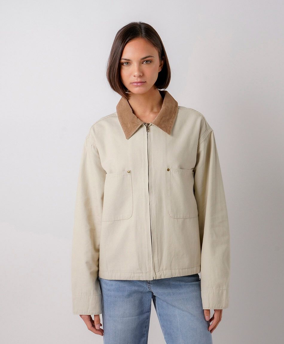 Chaqueta mujer canvas cuello corderoy