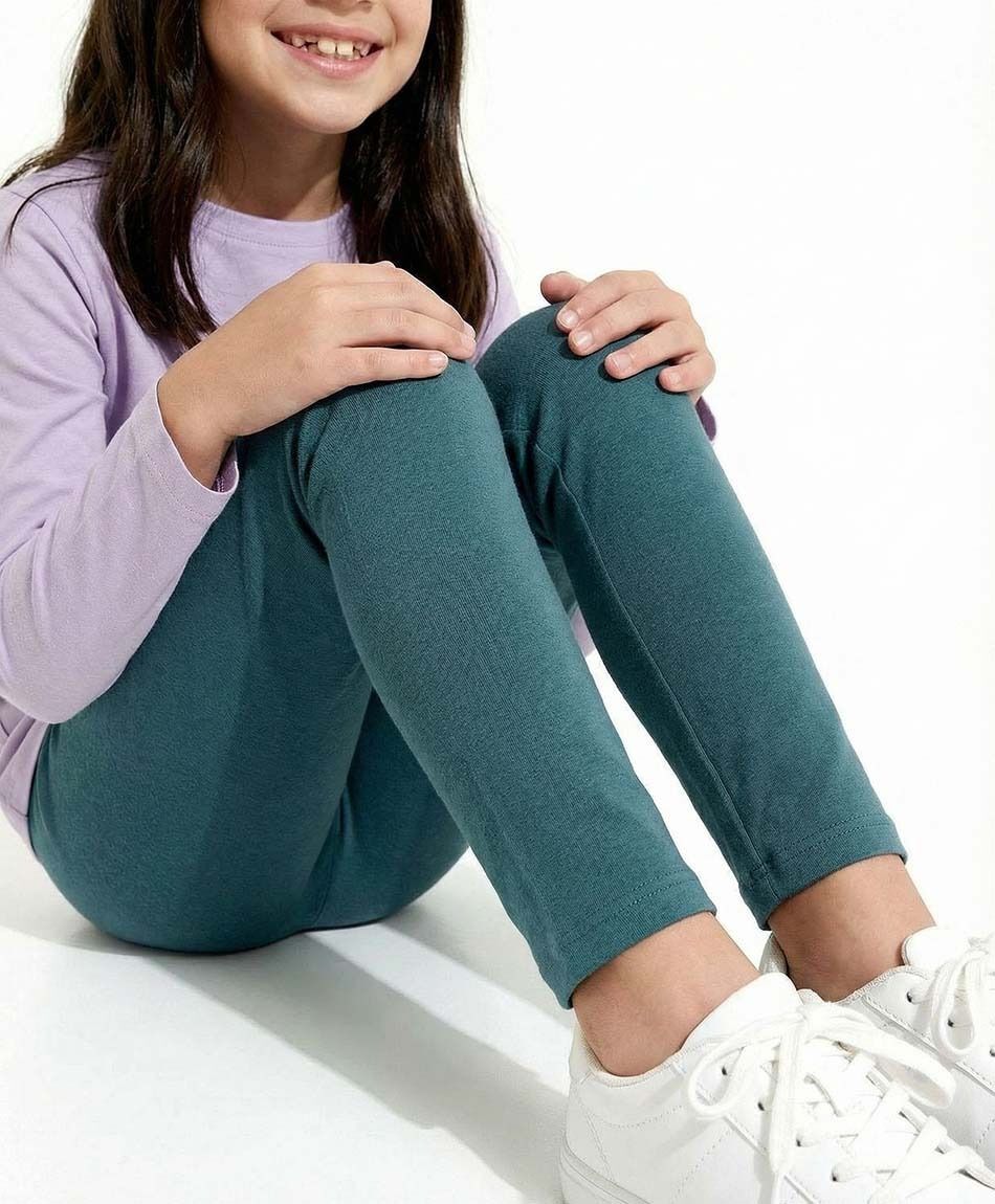 Leggins ni&ntilde;a forrada lisa verdes