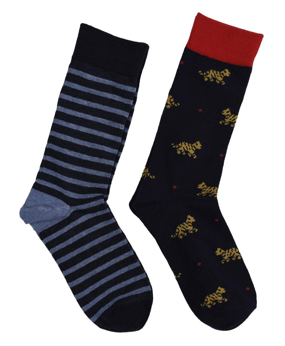 Pack 2 calcetines hombre tigres y l&iacute;neas