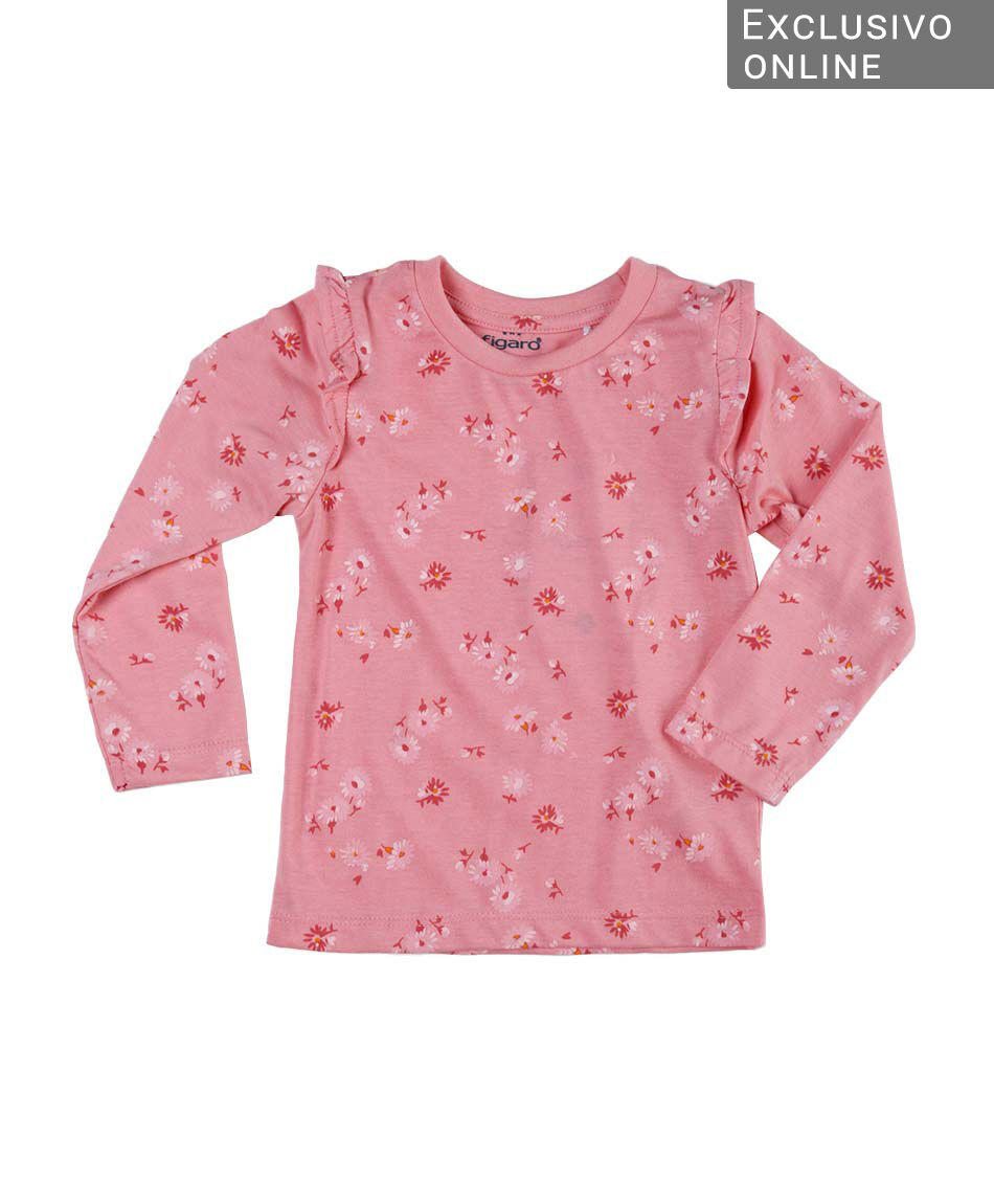 Polera beb&eacute; floreada manga larga
