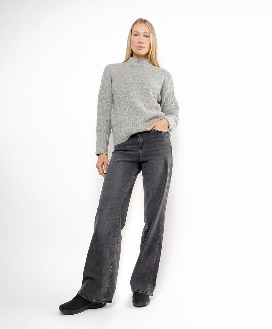 Jeans mujer brillos negros&nbsp;
