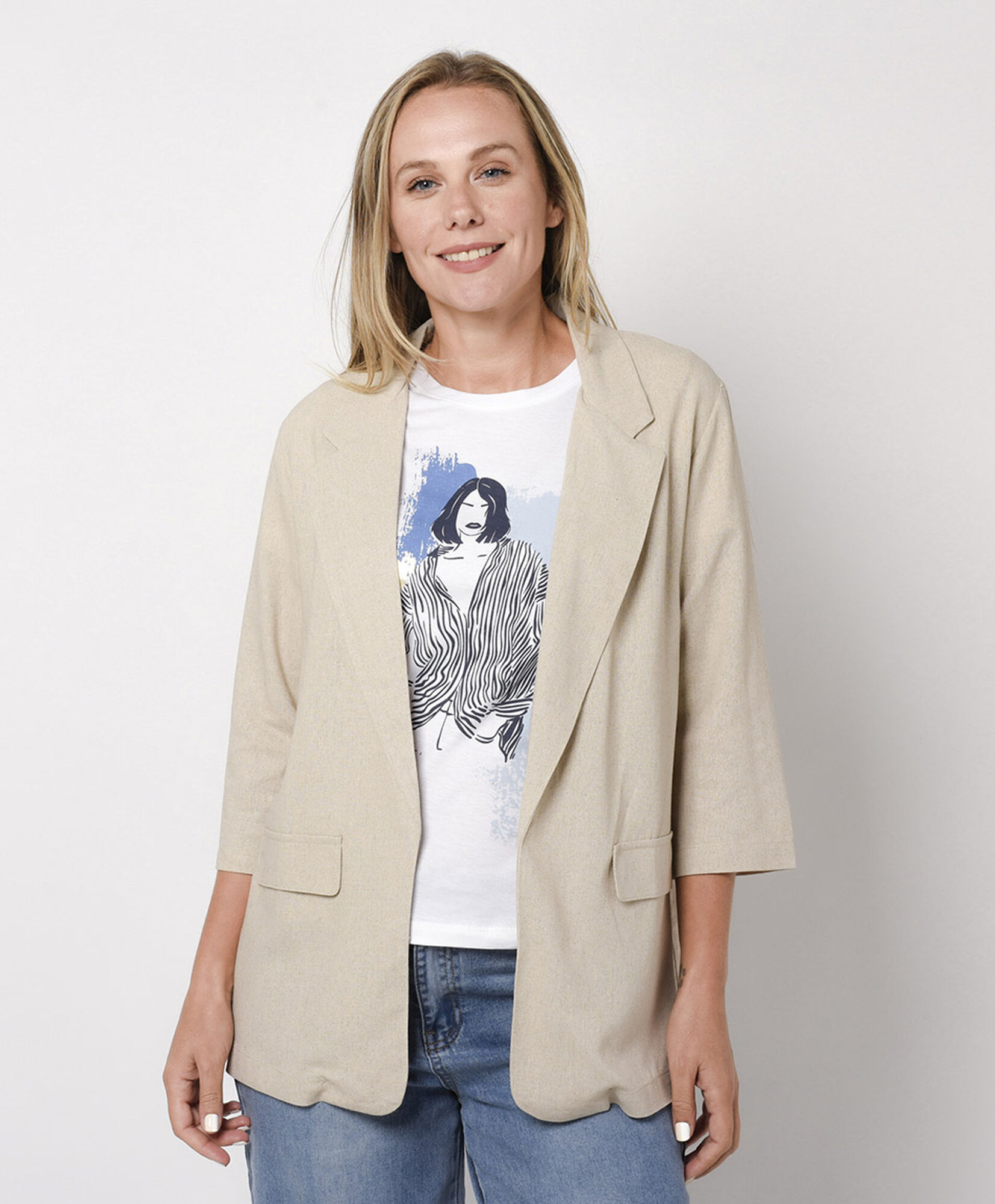 Blazer mujer beige lino Blazer mujer beige lino