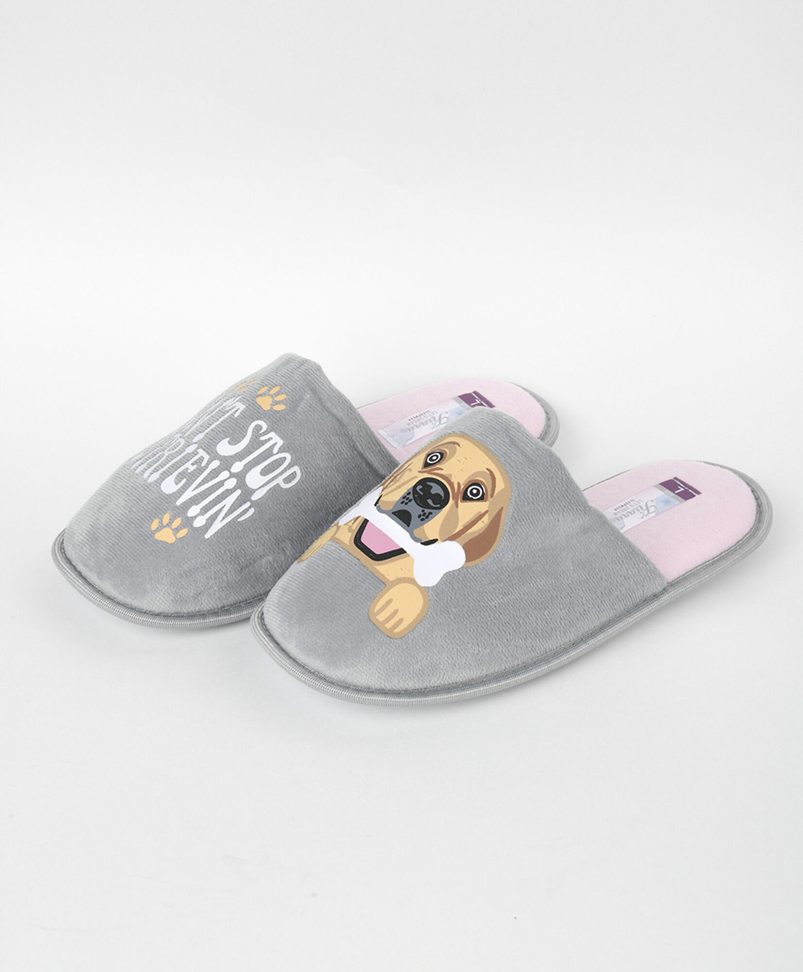 Pantufla mujer perrito y frase Pantufla mujer perrito y frase
