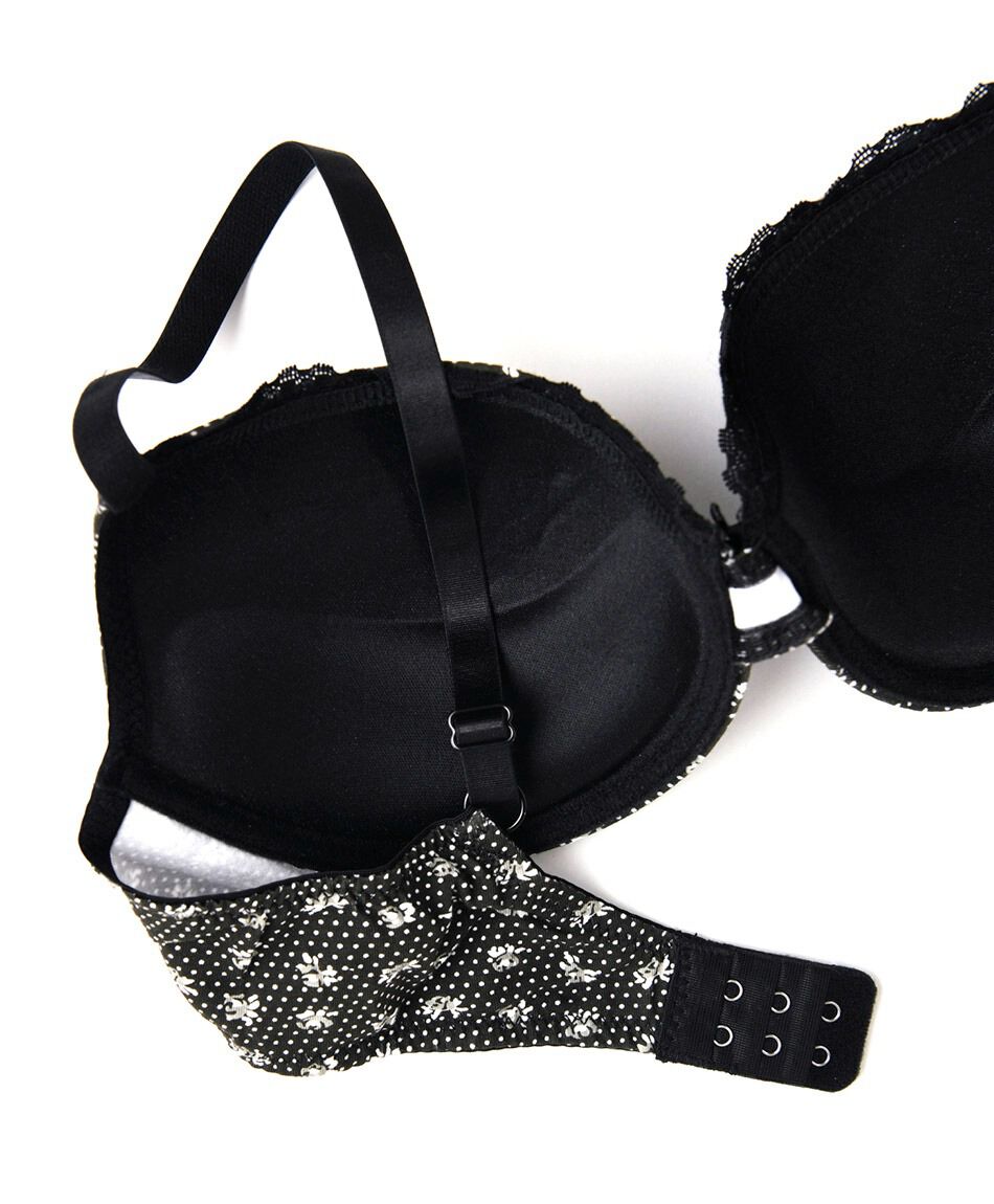 Sost&eacute;n mujer florecitas y puntos escote en v