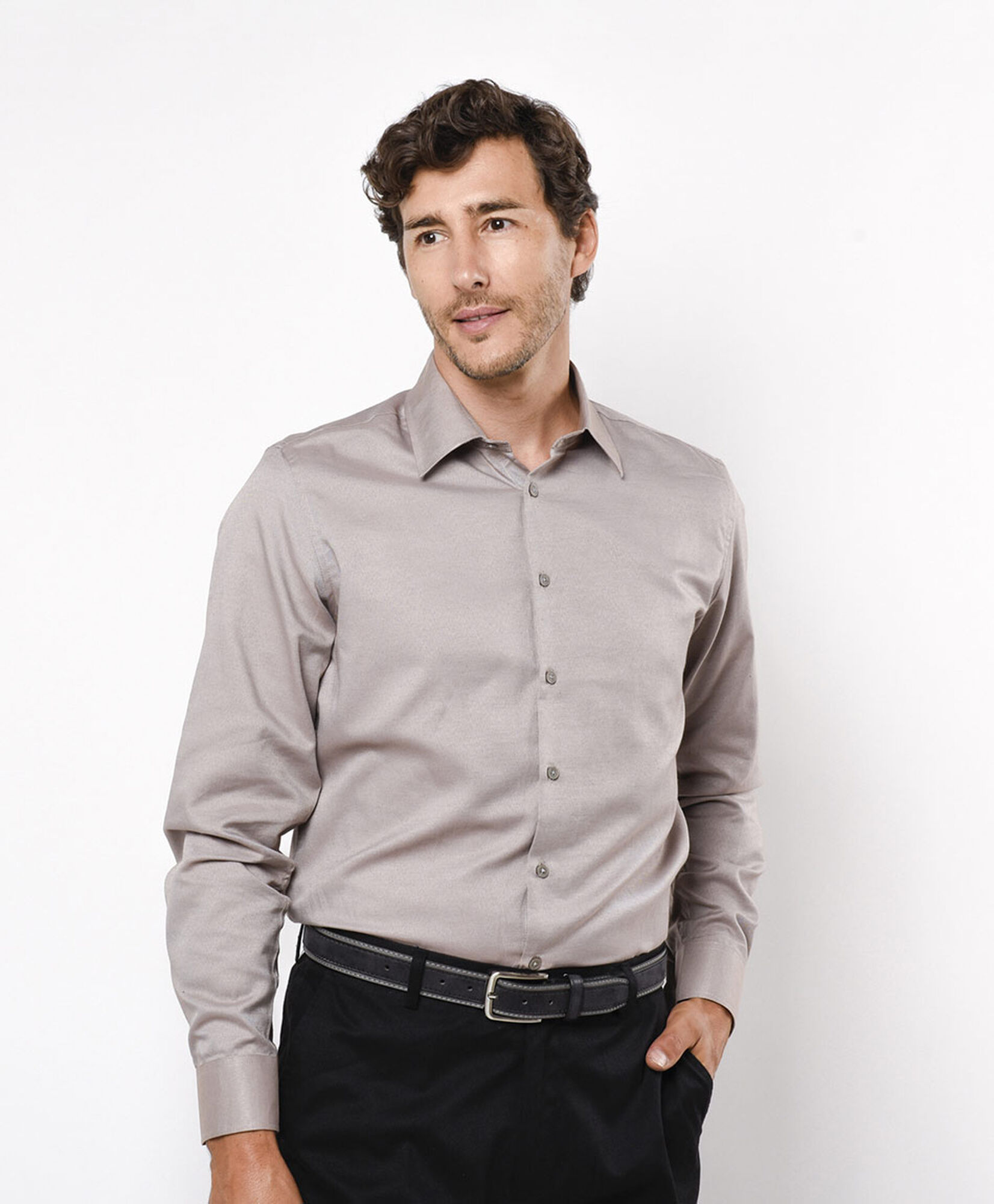 Camisa hombre lisa beige Camisa hombre lisa beige