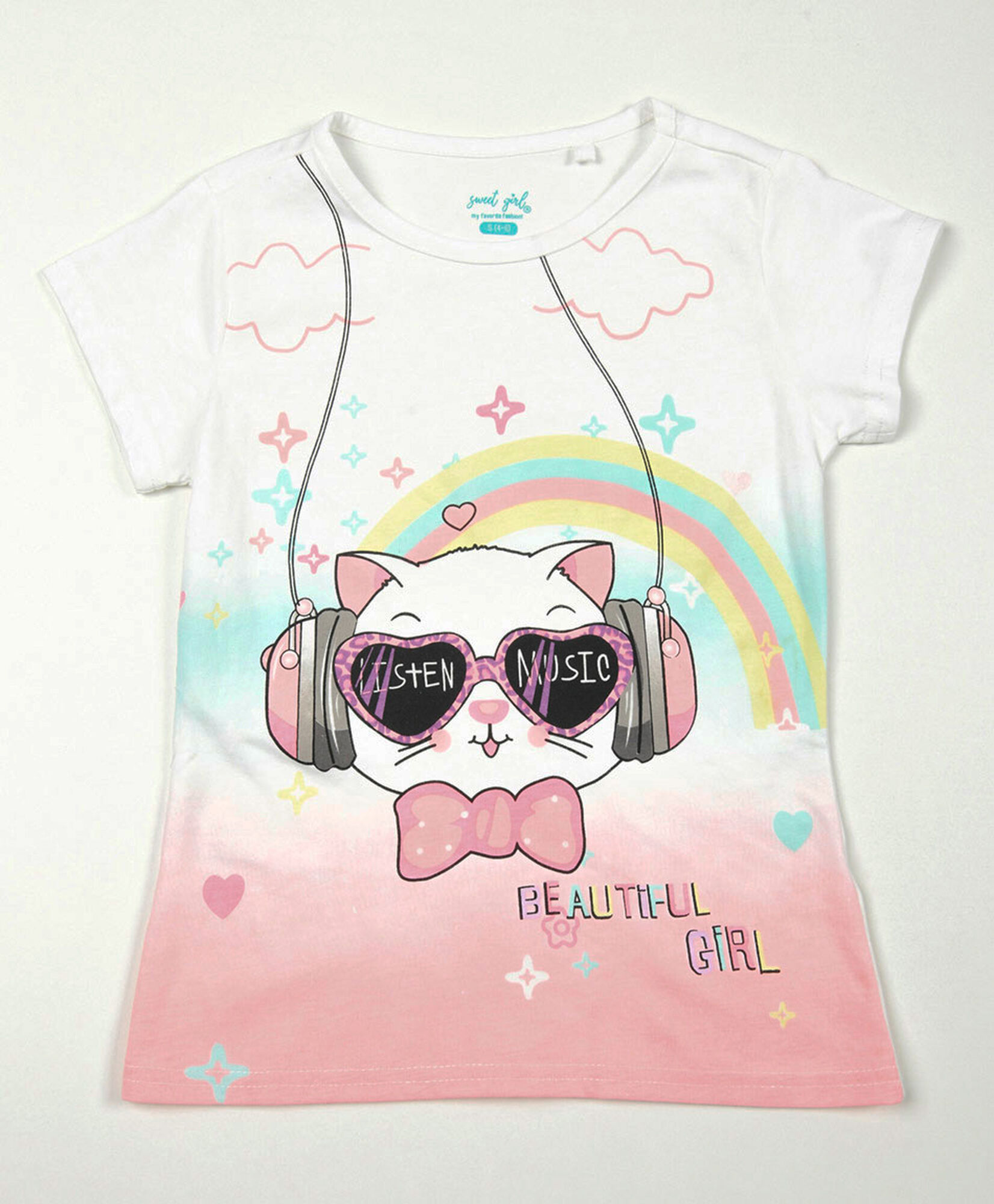 Polera niña gato música Polera niña gato música