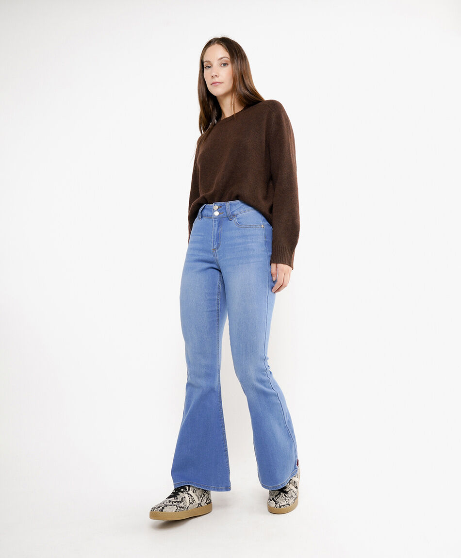 Jeans mujer flare tiro alto blue