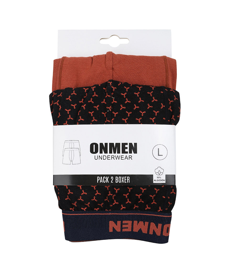 Pack 2 boxer hombre dise&ntilde;o estampado liso