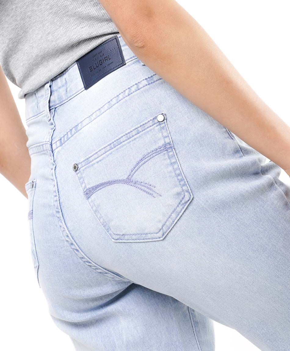Jeans mujer basta dise&ntilde;o bordado flare