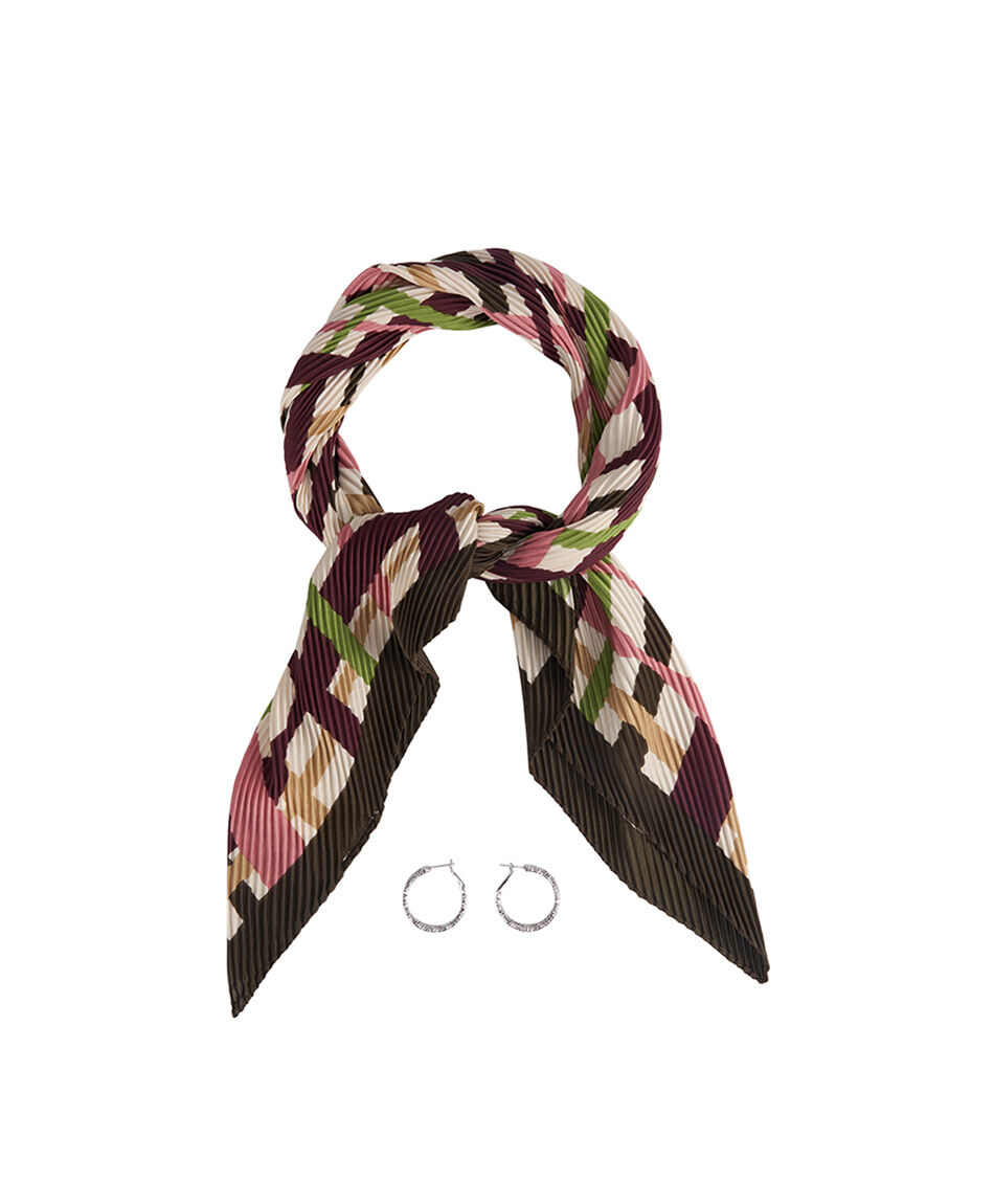 Set pa&ntilde;uelo + aros mujer l&iacute;neas