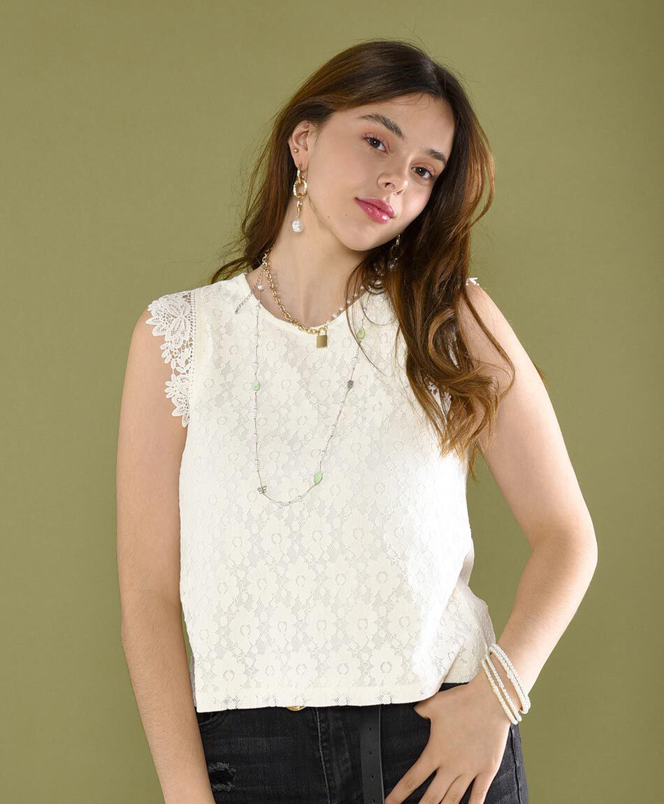 Polera manga mini cuello redondo