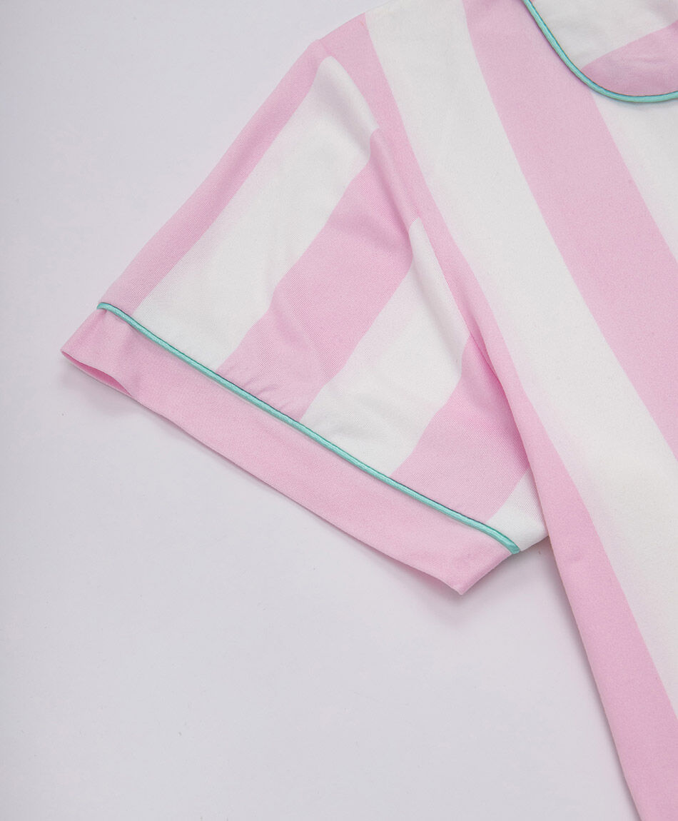 Pijama mujer camisero  rosado l&iacute;neas short