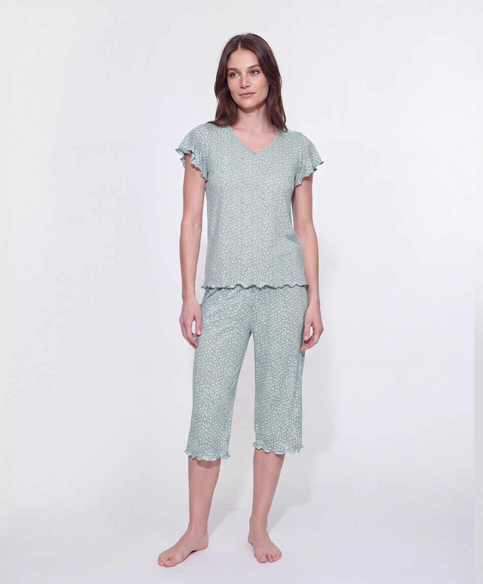 Pijama mujer capri vuelos verde