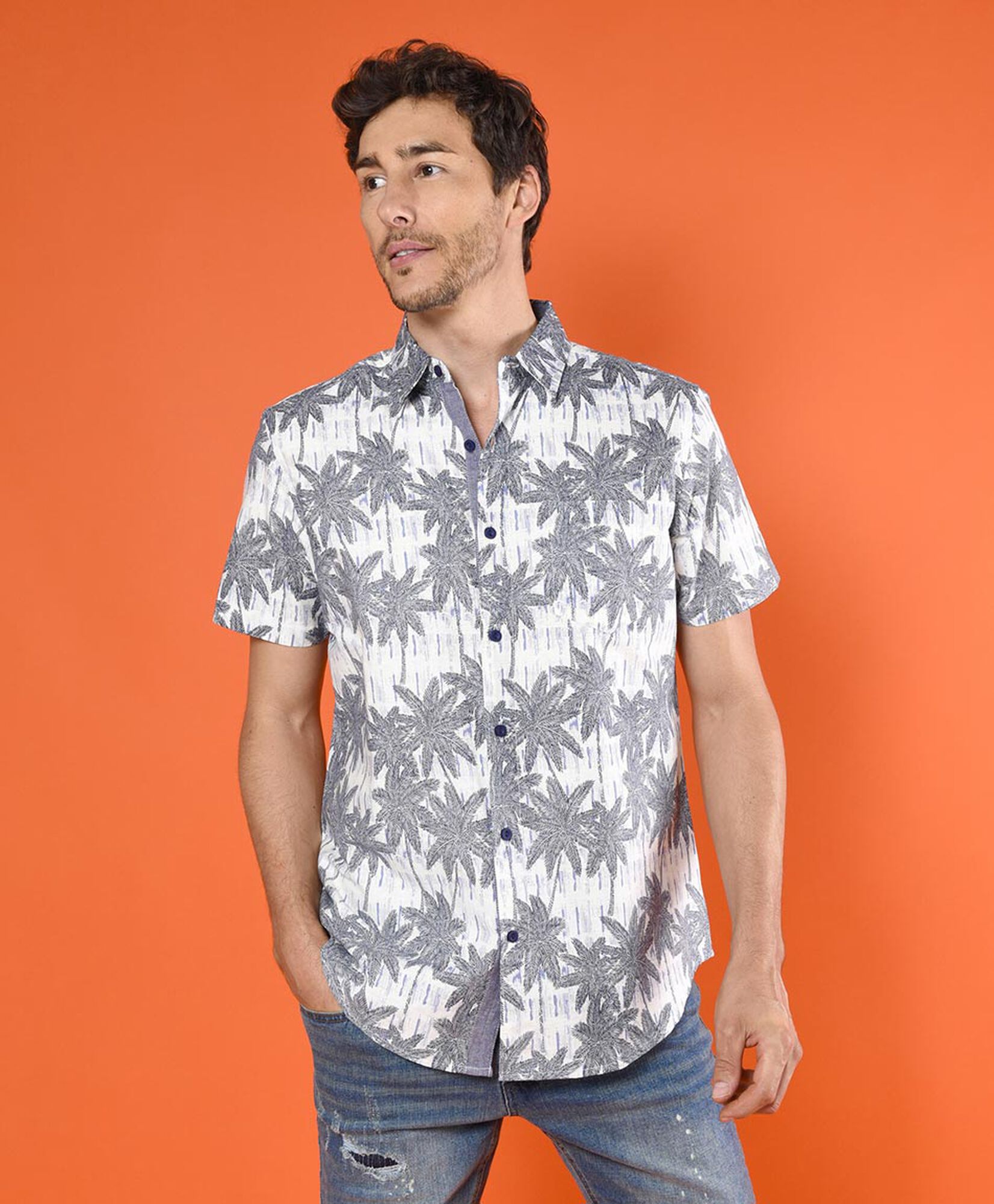Camisa palmeras manga corta Camisa palmeras manga corta