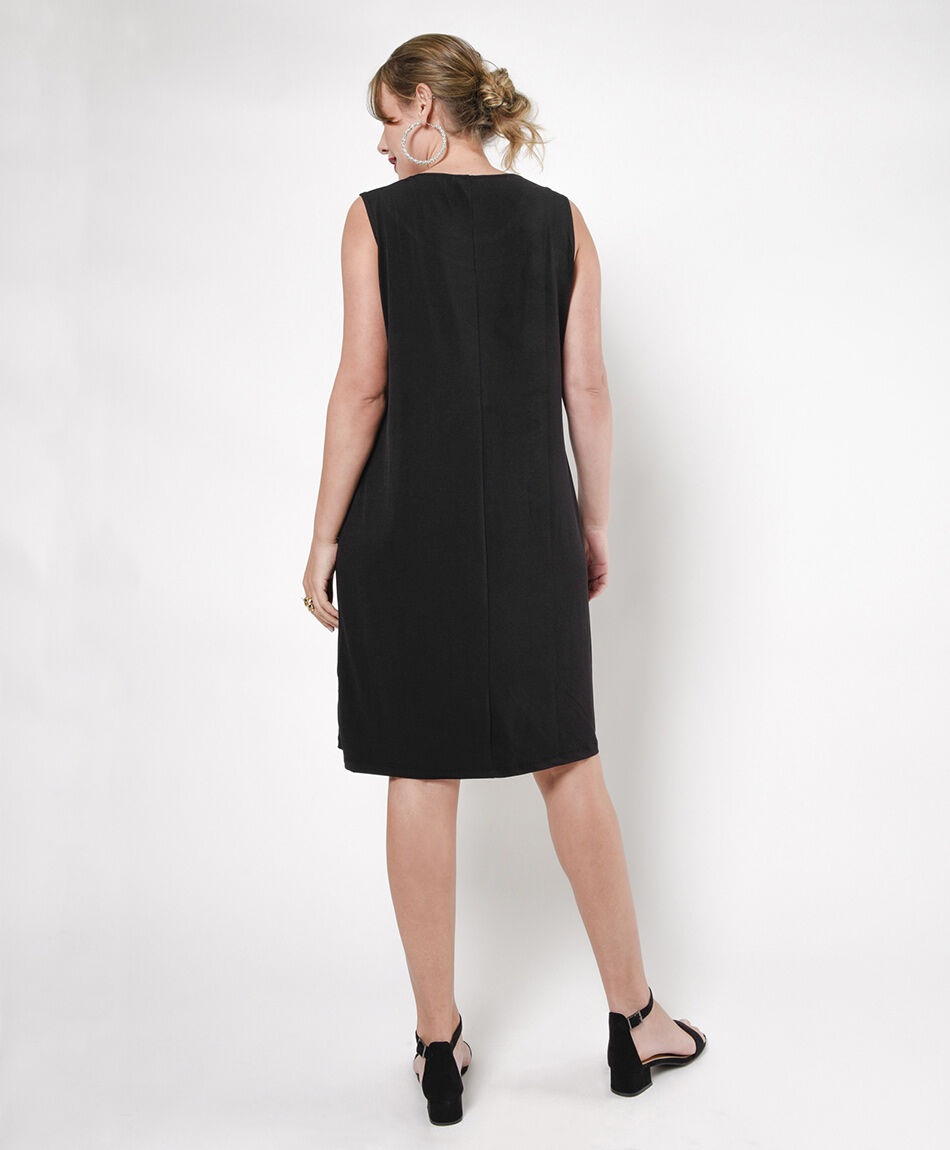 Vestido midi mujer cuello zigzag