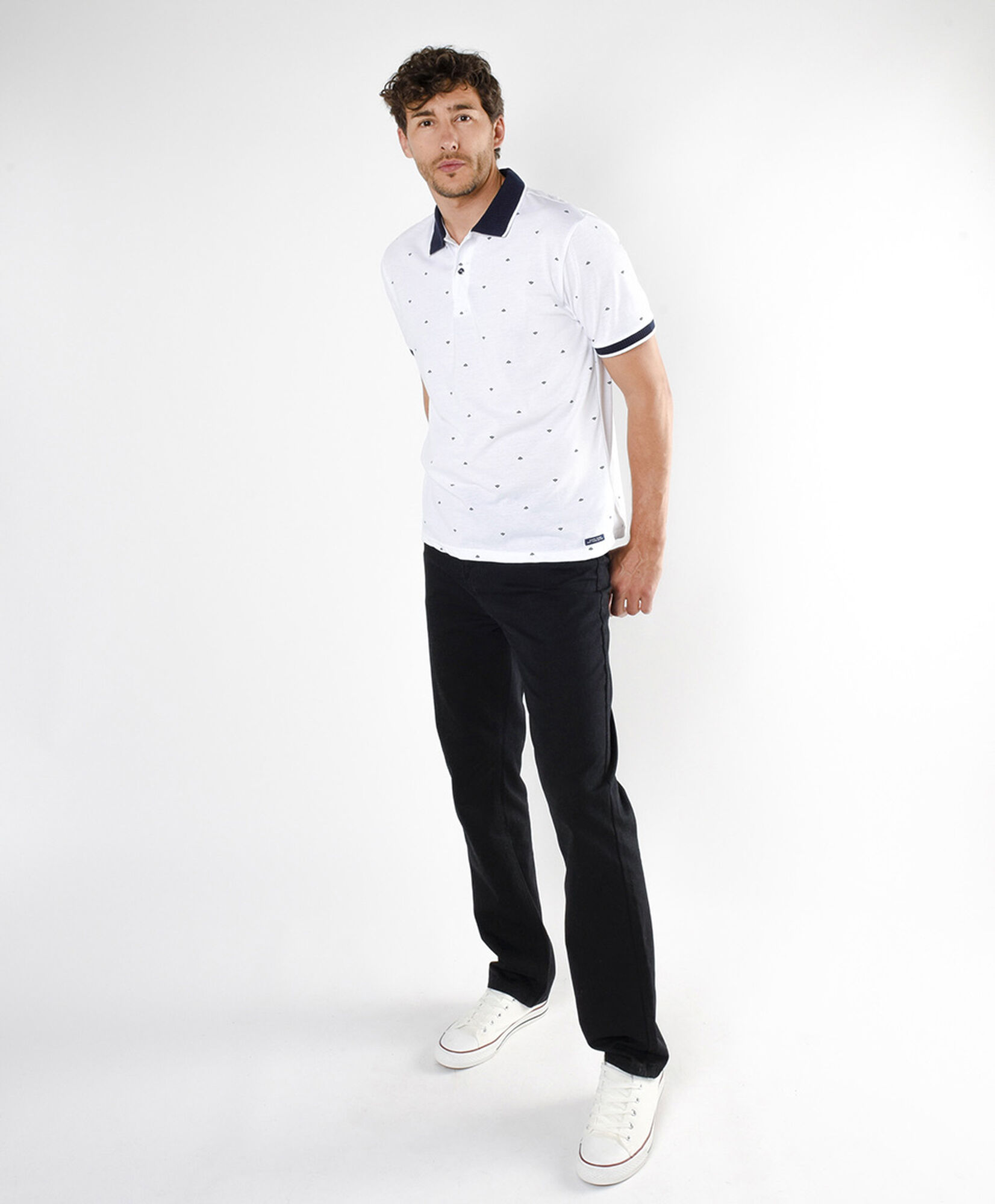 Polera hombre signos cuello piqué Polera hombre signos cuello piqué