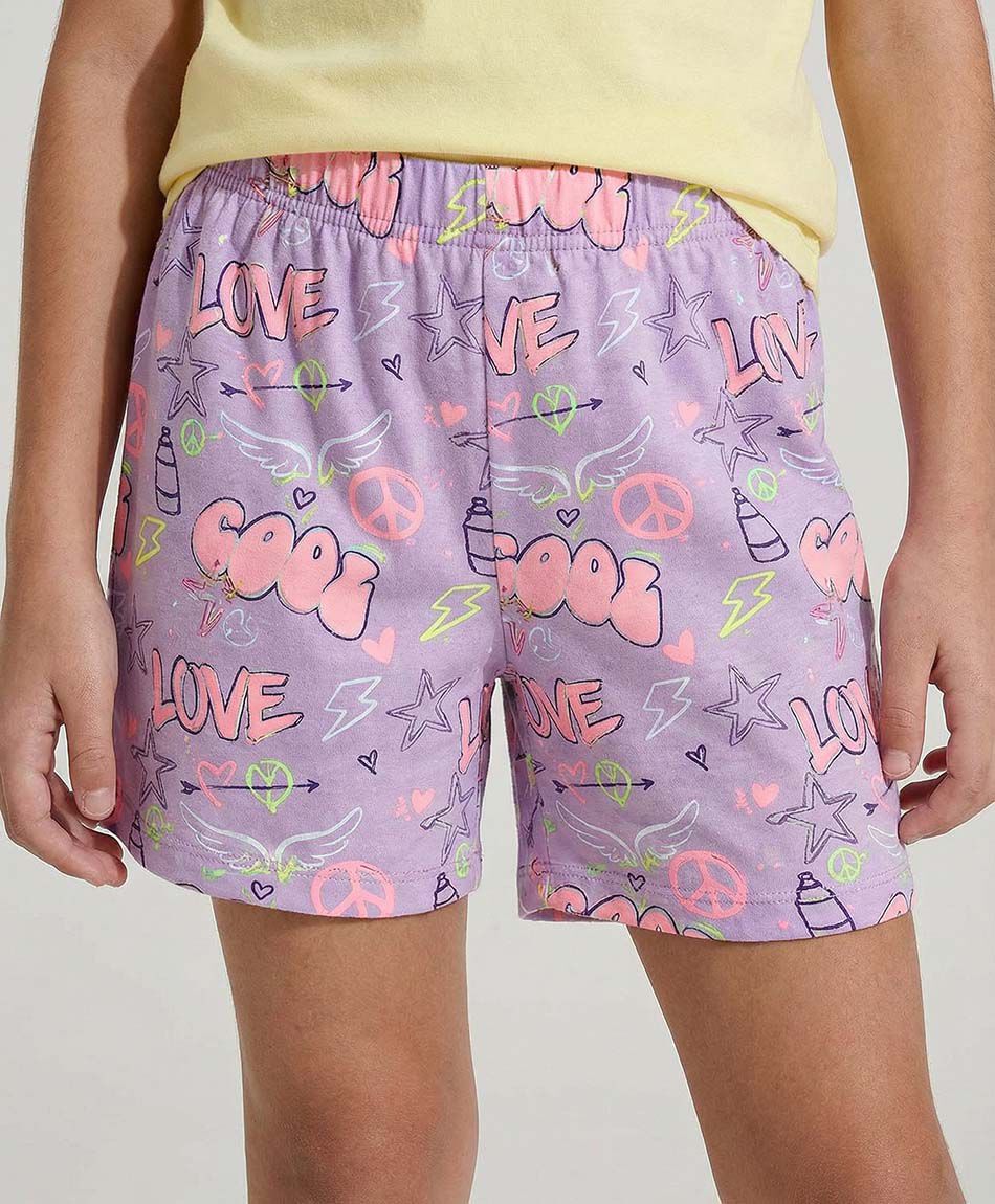 Short ni&ntilde;a biker graffiti