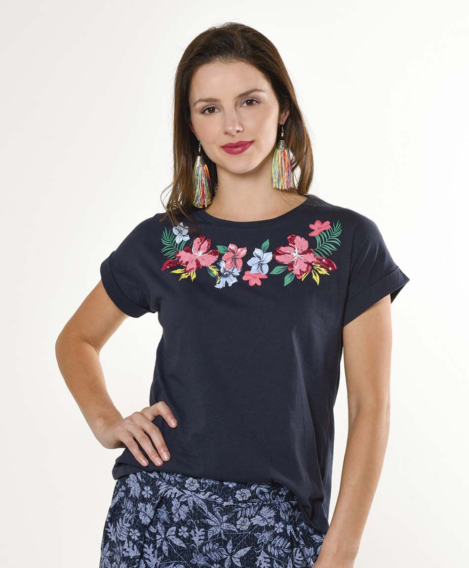 Polera manga corta cuello redondo