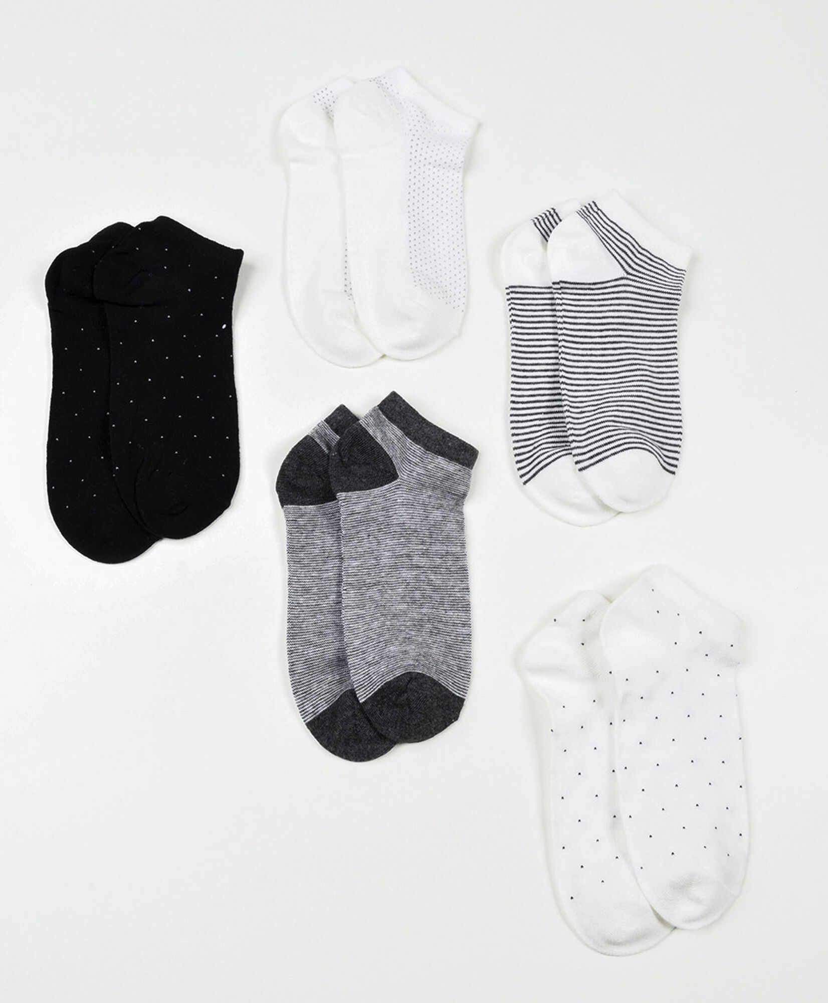 Pack 5 calcetines mujer puntitos y líneas Pack 5 calcetines mujer puntitos y líneas