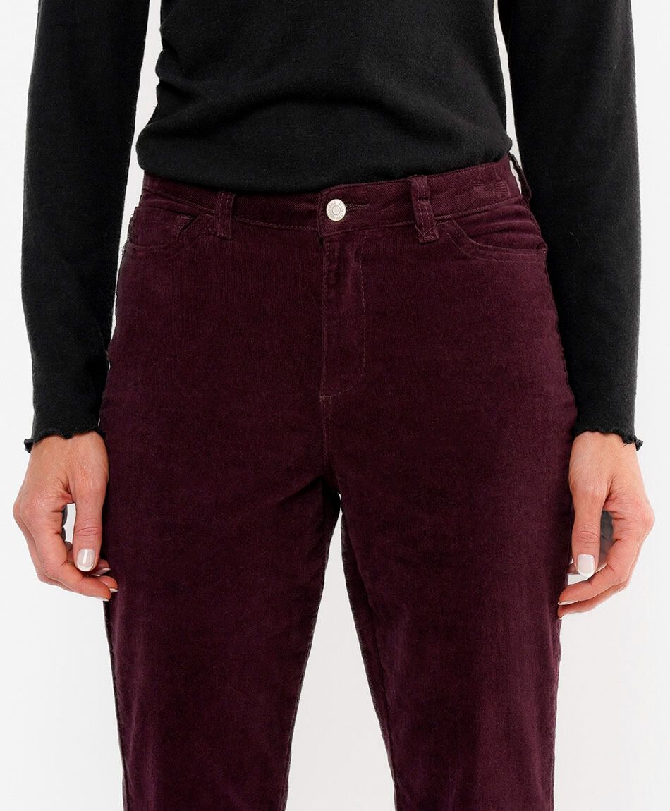 Pantal&oacute;n mujer corderoy burdeo