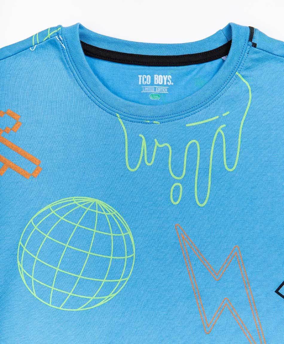 Polera ni&ntilde;o celeste dibujos