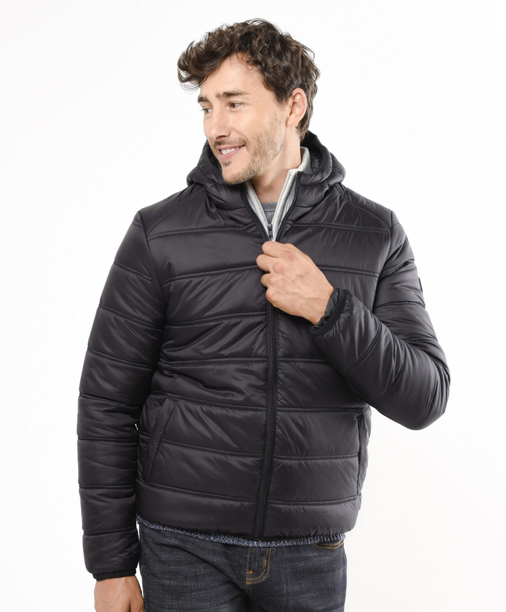 Parka hombre acolchada negra Parka hombre acolchada negra