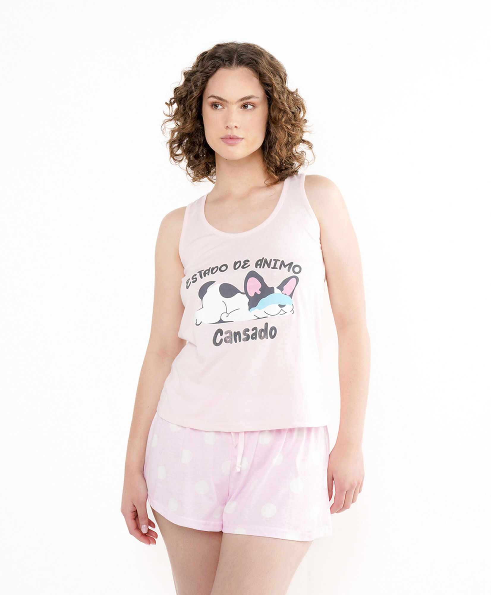 Pijama mujer short perrito cansado Pijama mujer short perrito cansado