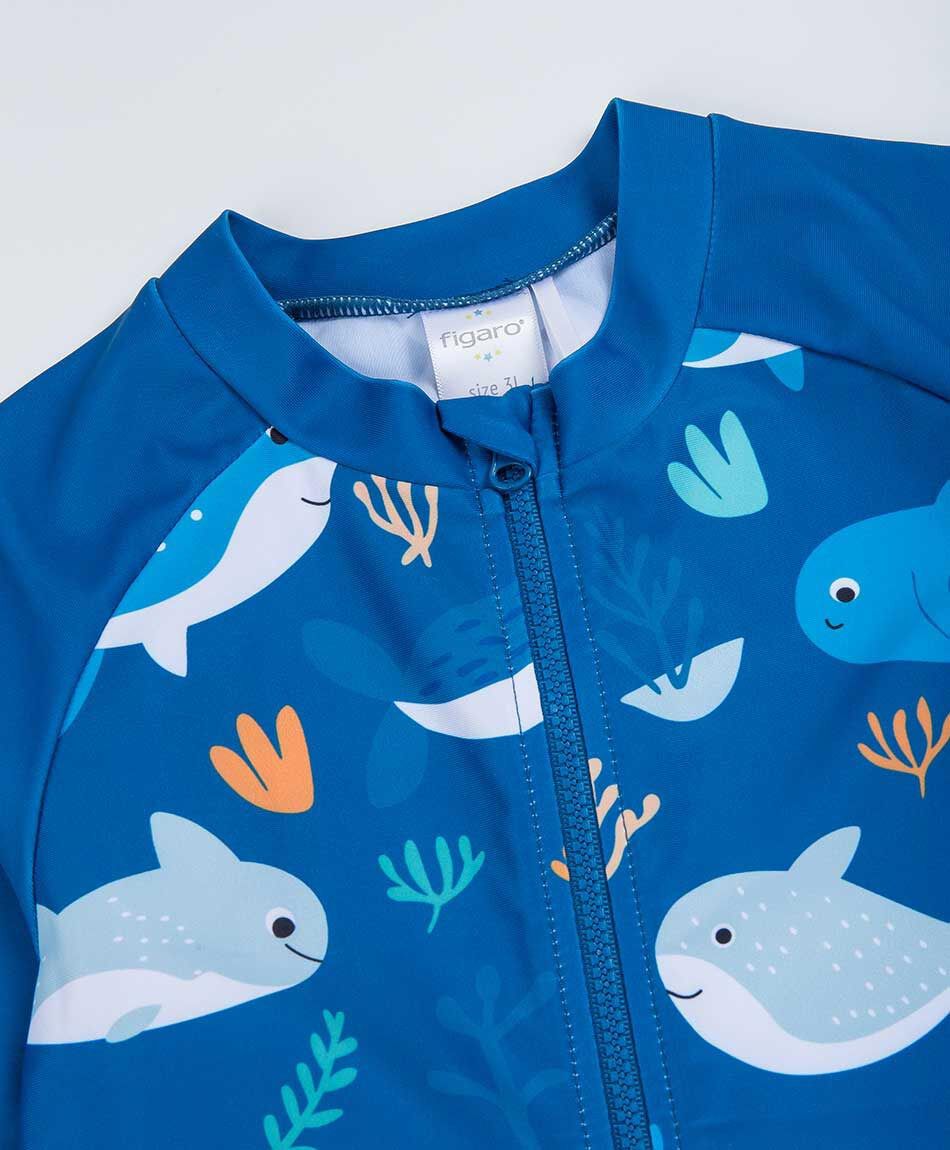 Traje de ba&ntilde;o beb&eacute; entero tiburones