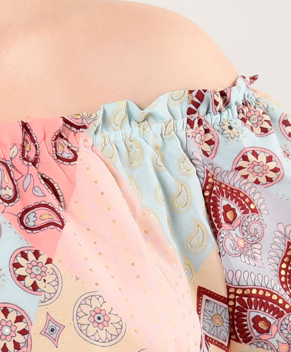 Blusa mujer patchwork lazo