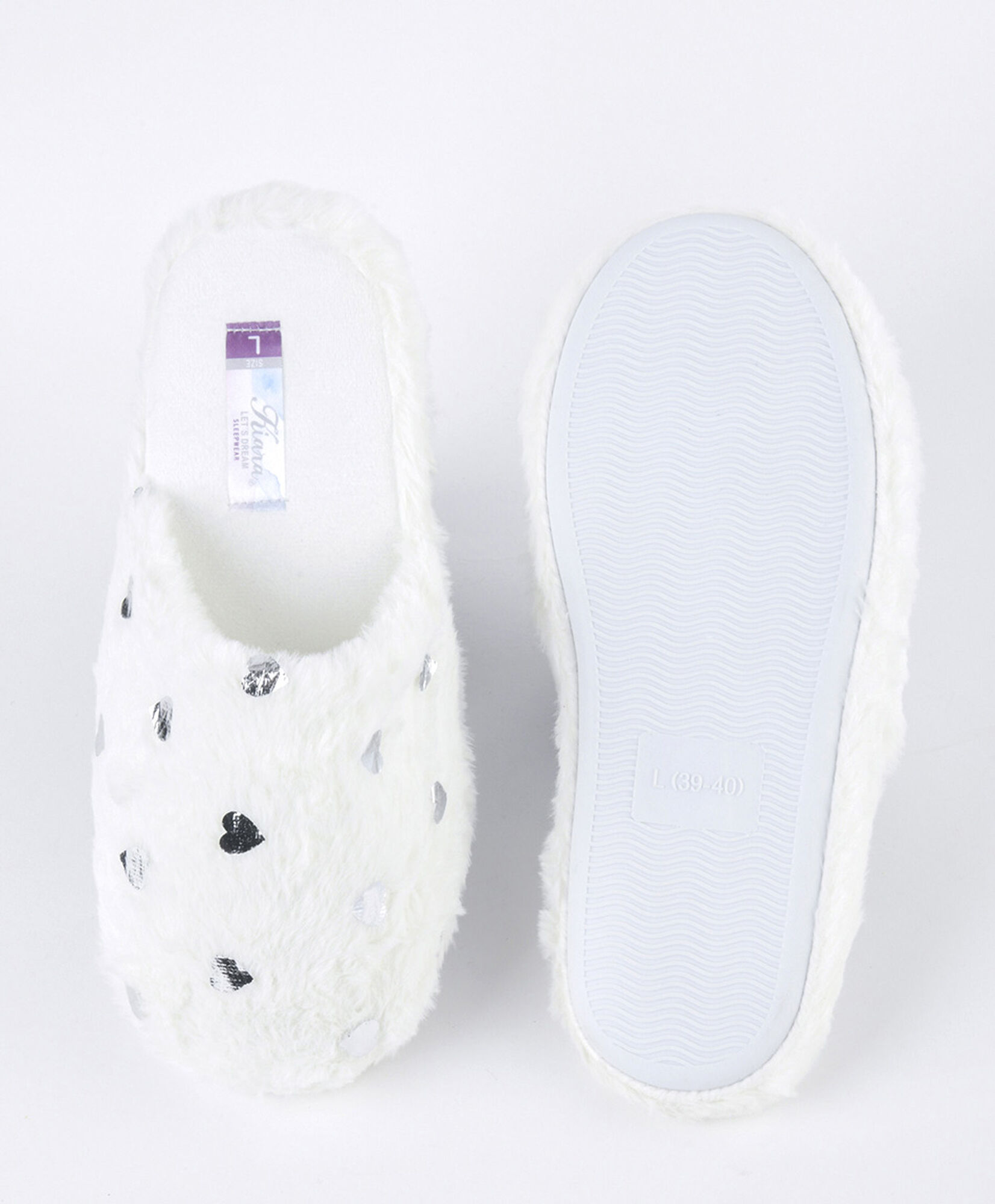 Pantufla mujer corazones brillantes blanca Pantufla mujer corazones brillantes blanca