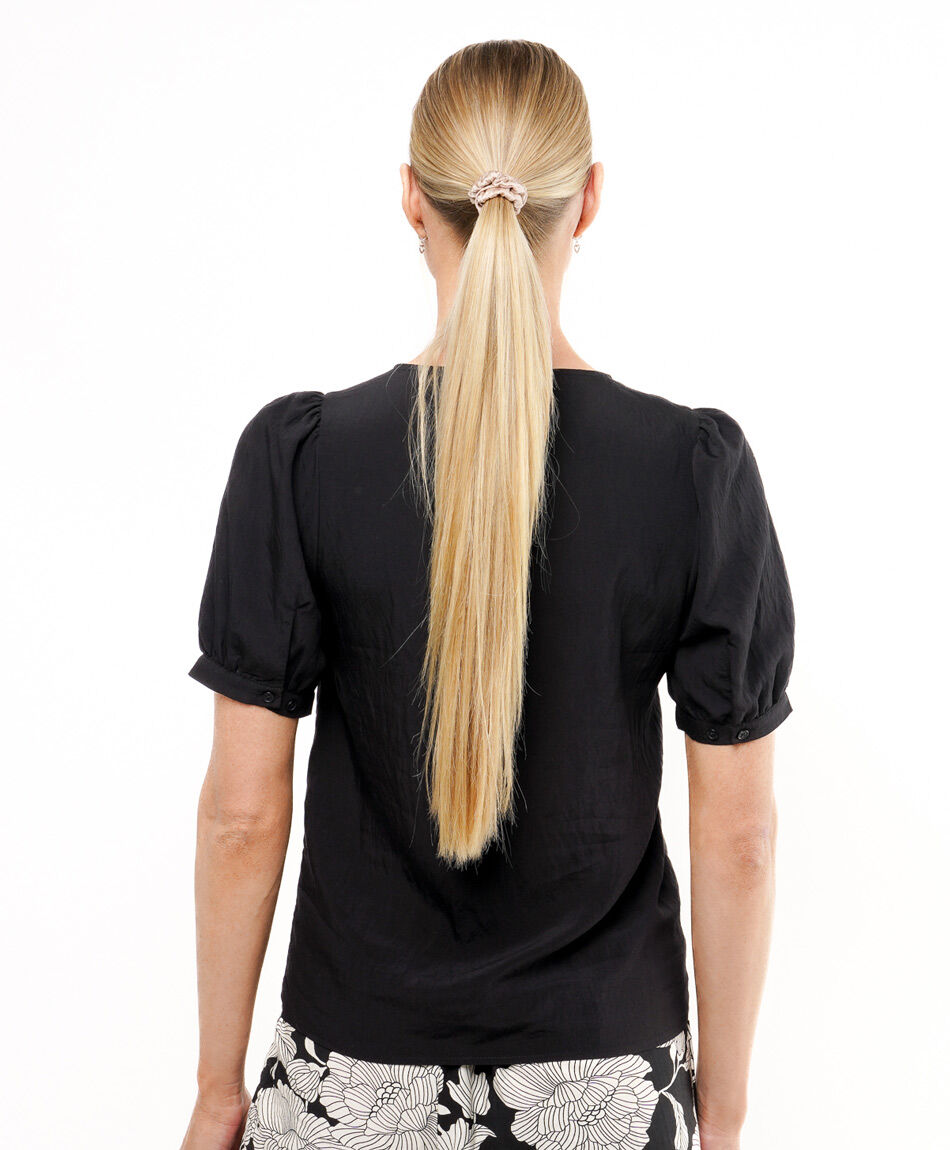 Blusa mujer manga globo negra