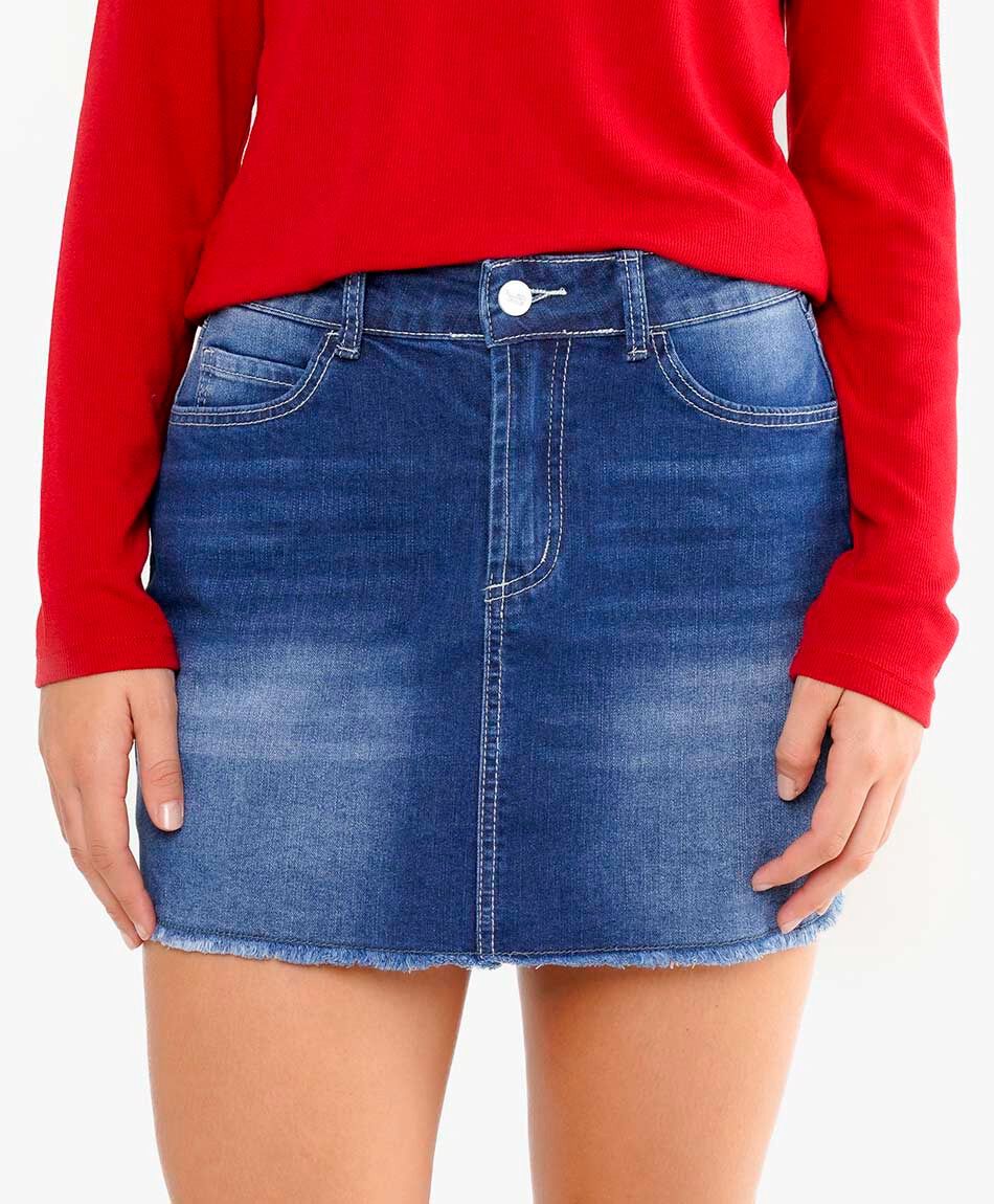 Mini falda mujer denim tono azul