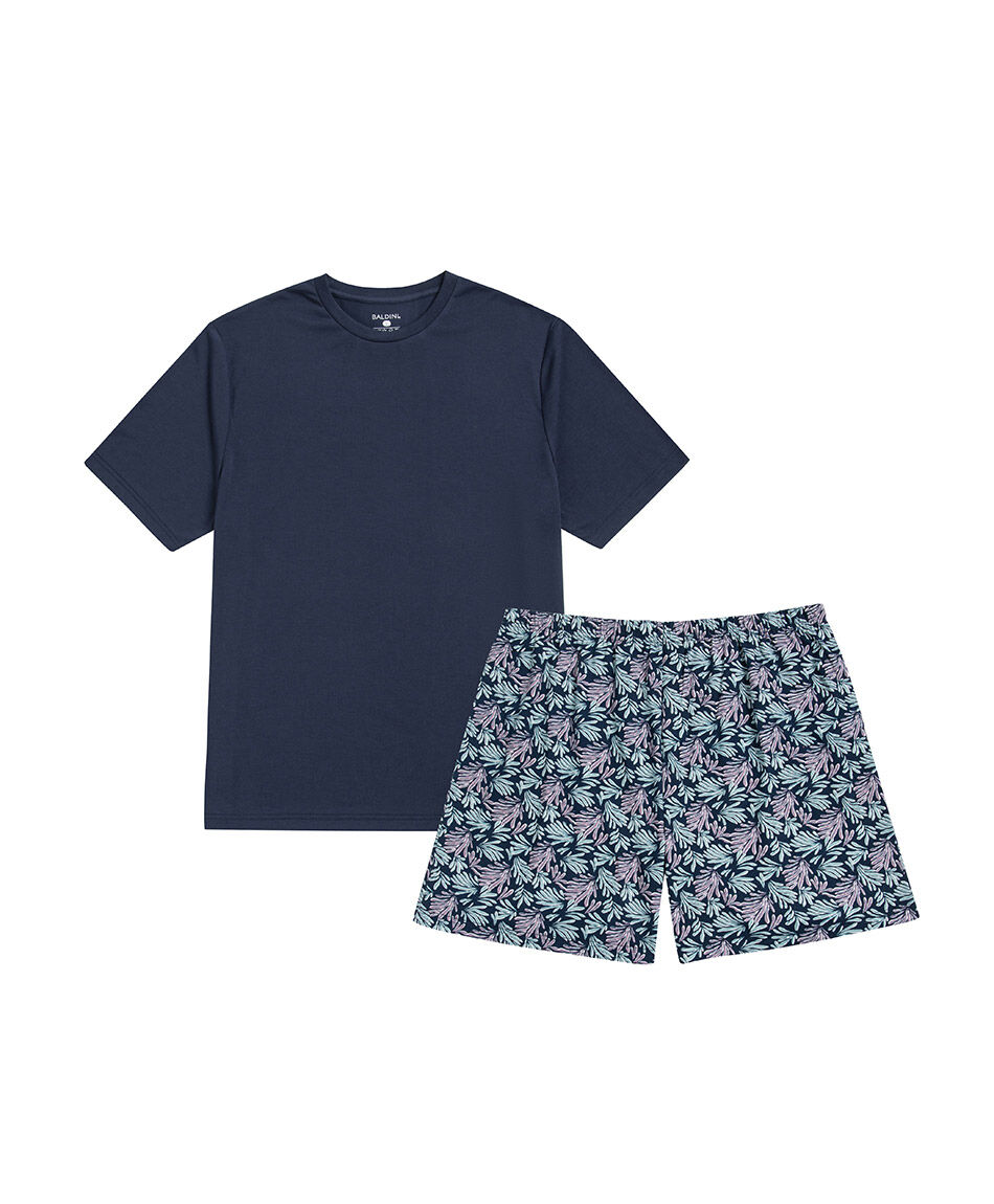 Pijama hombre hojas azul