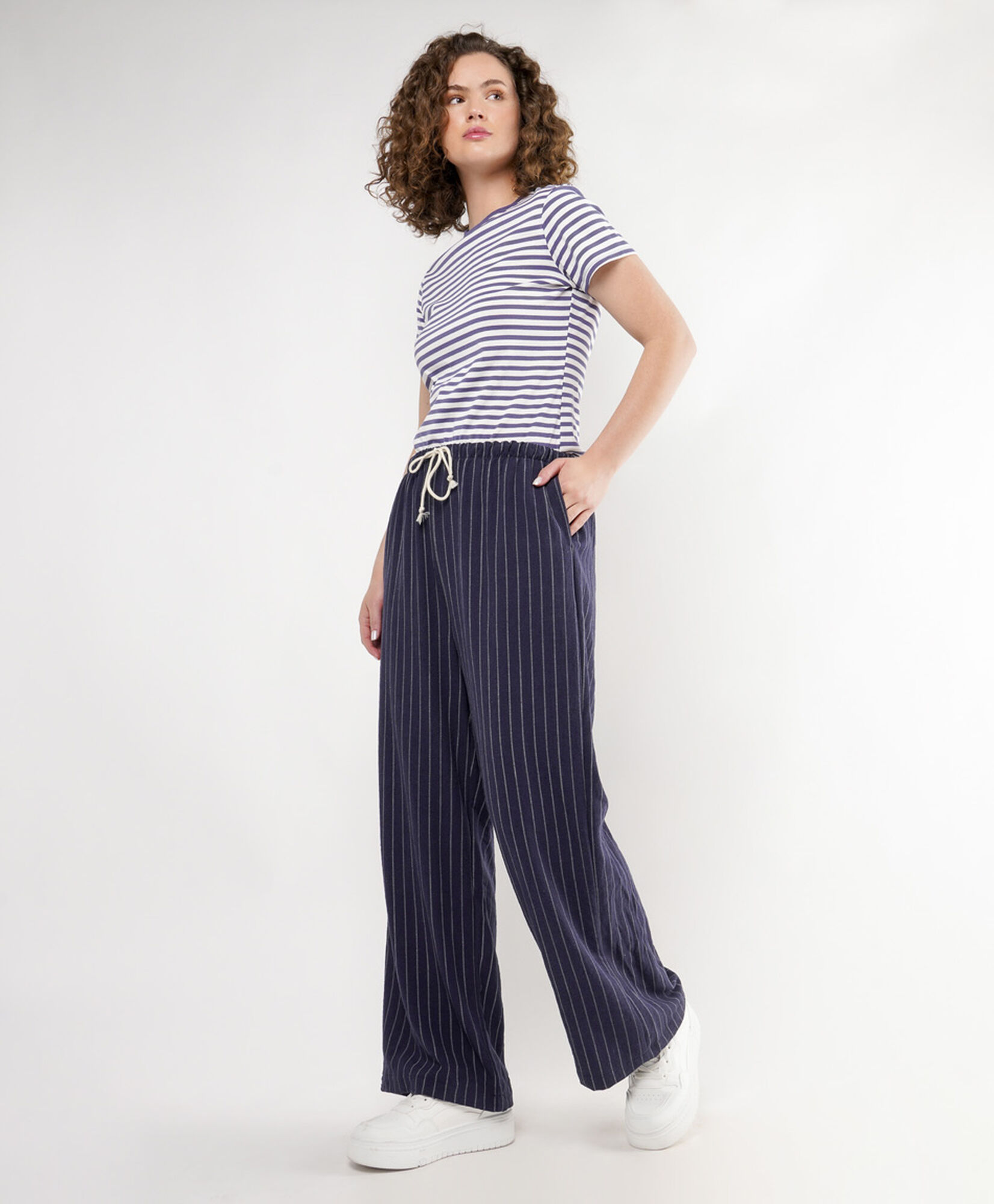 Pantalón mujer ancho azul wide Pantalón mujer ancho azul wide