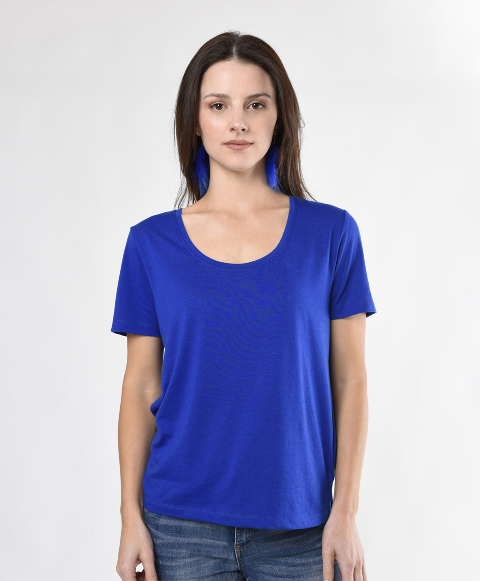 Polera mujer lisa azul Polera mujer lisa azul