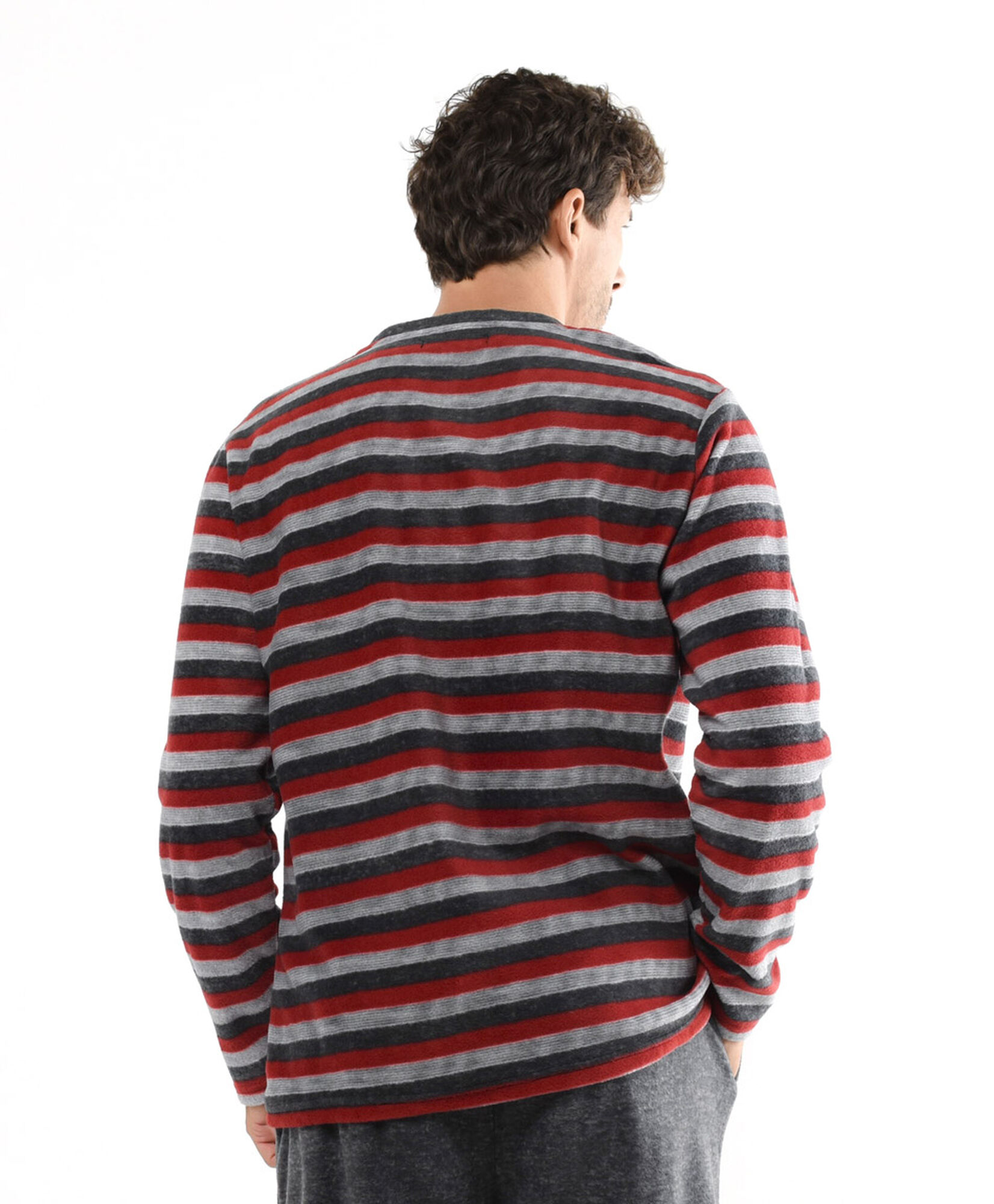 Pijama hombre polar líneas rojo Pijama hombre polar líneas rojo