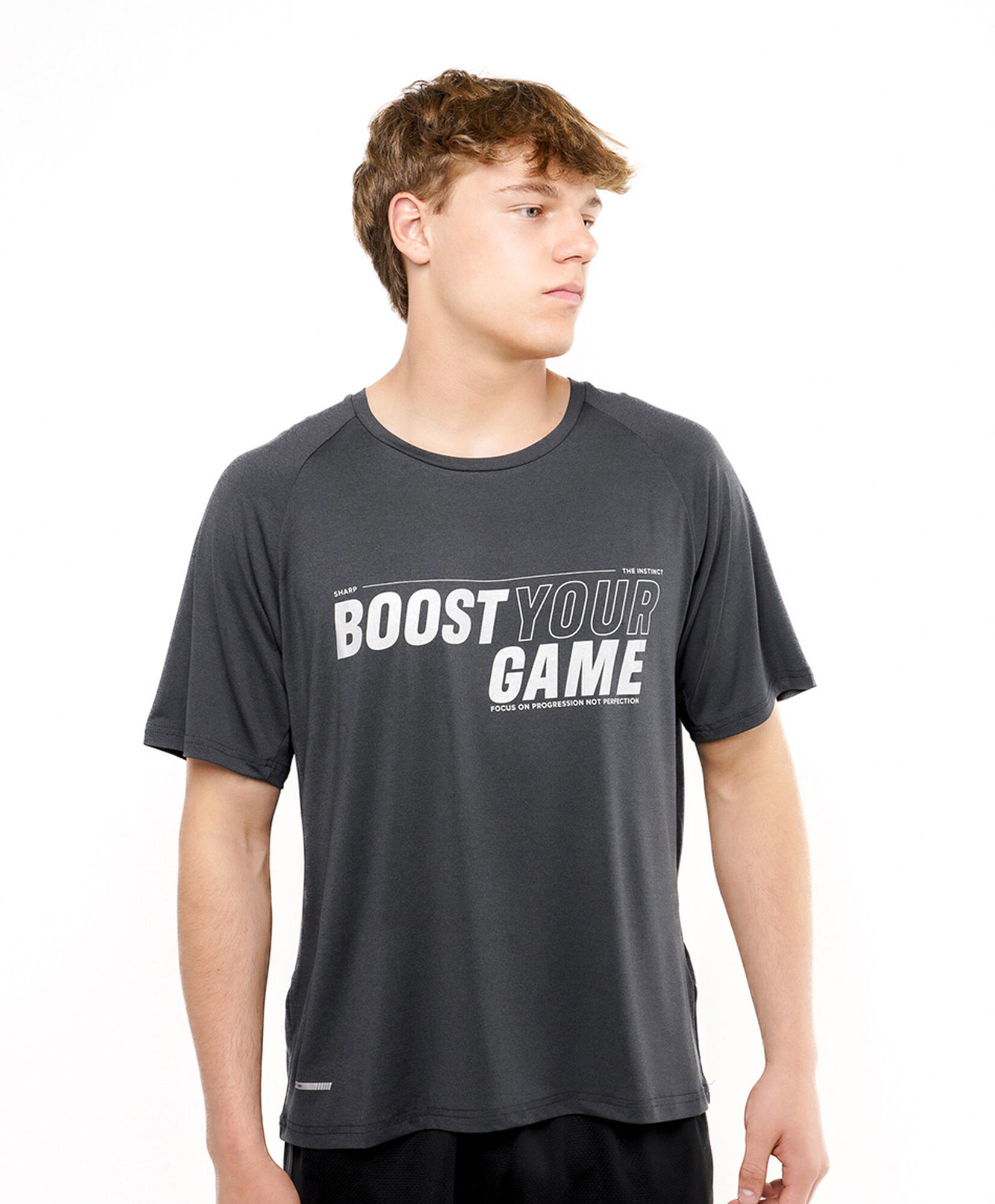 Polera deportiva hombre frase gris Polera deportiva hombre frase gris