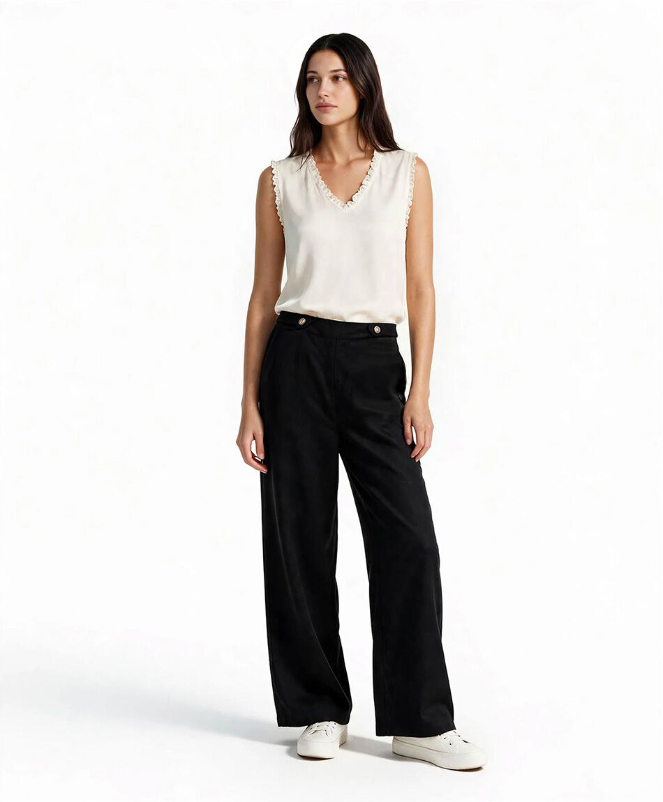 Pantal&oacute;n mujer lino botones