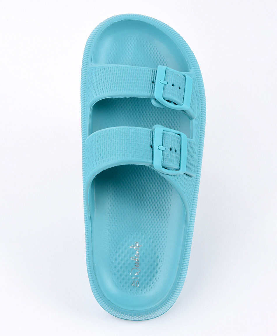 Sandalia mujer hebillas celeste