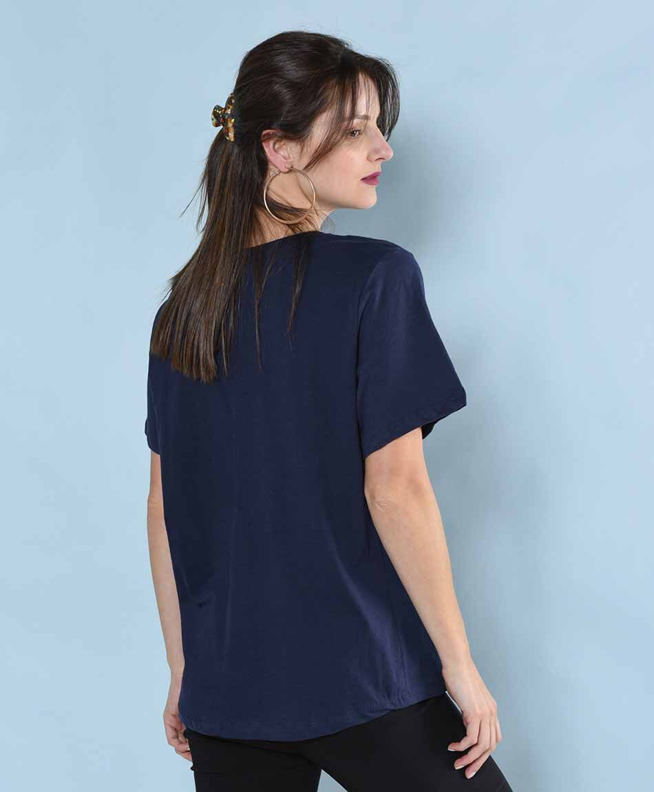 Polera oversize manga corta cuello redondo