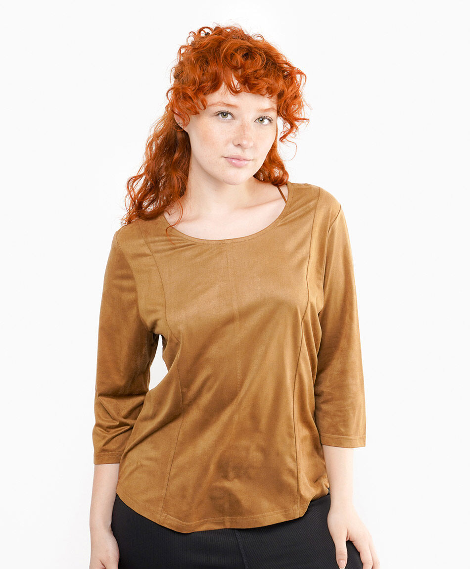 Polera mujer cuello redondo brown