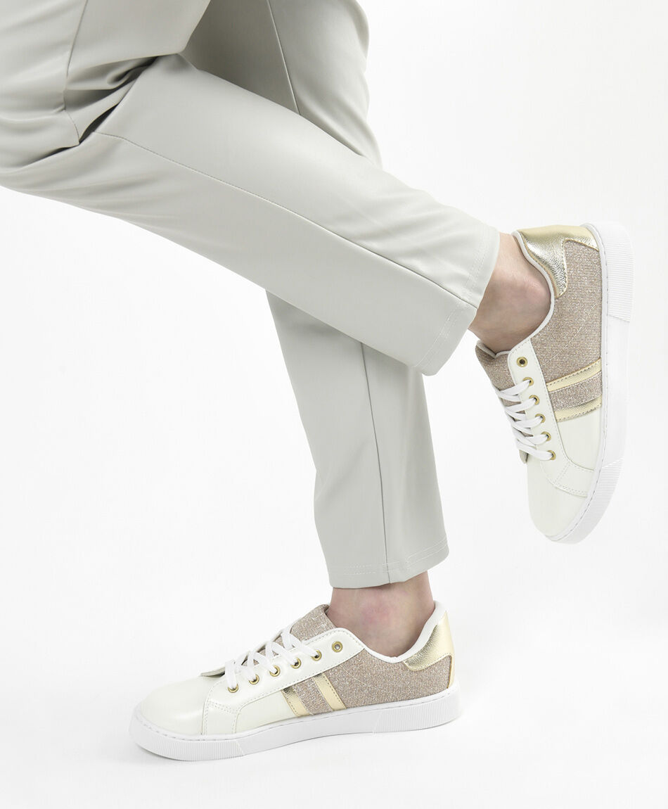 Zapatilla mujer bicolor brillos