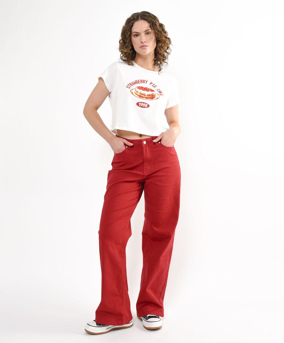 Jeans mujer liso rojo