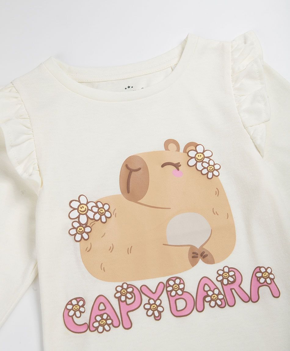 Polera beb&eacute; manga larga capibara