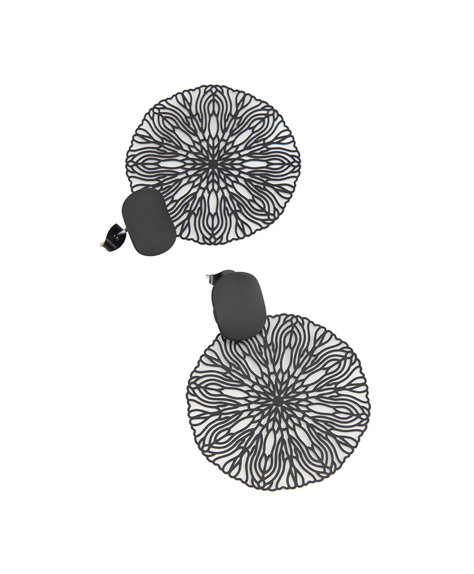 Aros mujer flor negra