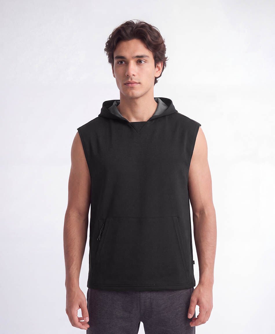 Polera deportiva hombre sin mangas gorro