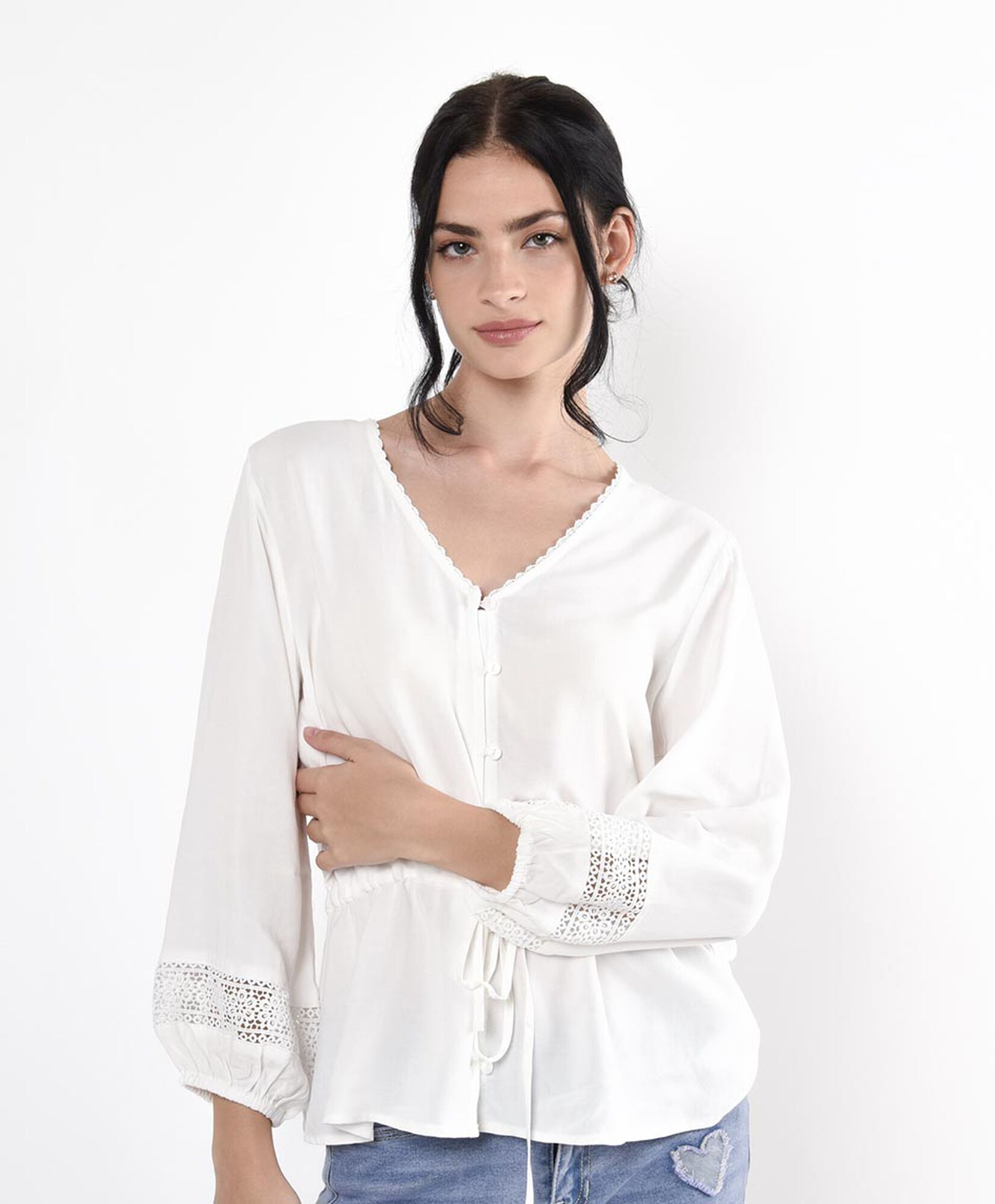 Blusa mujer encajes lazo Blusa mujer encajes lazo
