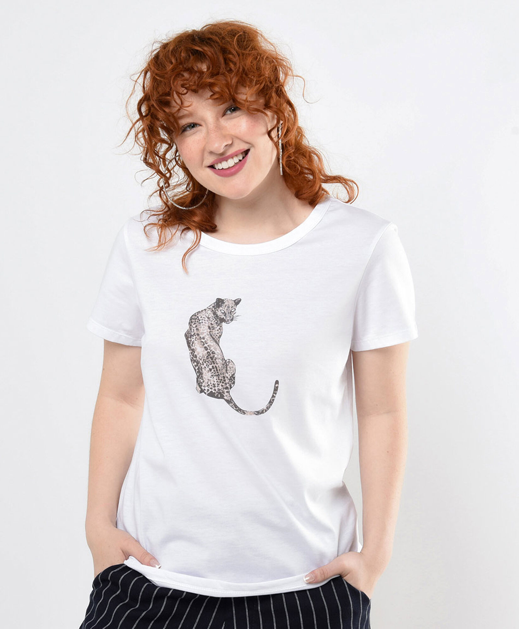 Polera mujer estampado tigre TRICOT