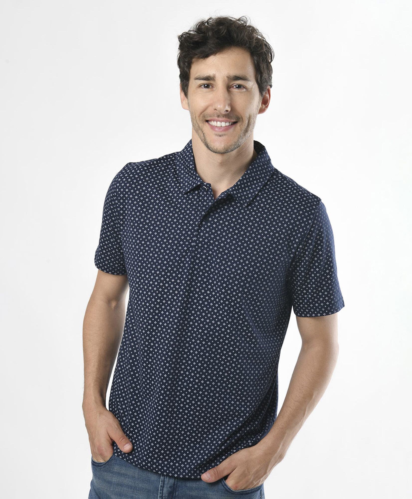 Polera hombre figuras cuello piqué Polera hombre figuras cuello piqué