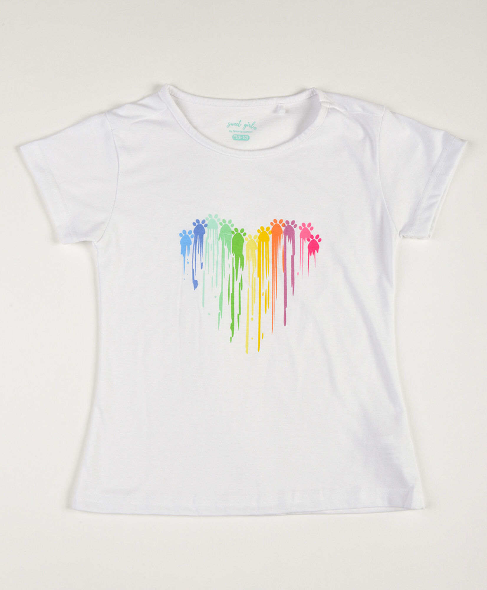 Polera niña corazón con patitas Polera niña corazón con patitas